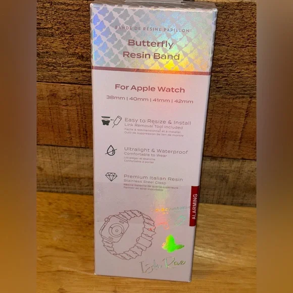 Isla Rae Pearly Pink Butterfly Apple Watch Band - Picture 4 of 4